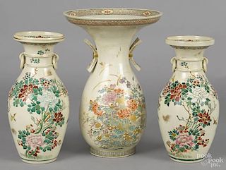 Three Japanese Satsuma vases, ca. 1900, to incl