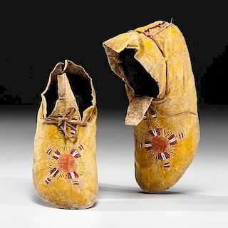 Southern Cheyenne Beaded Hide Moccasins from the Amos H. Gottschall (1851-1935) Collection 