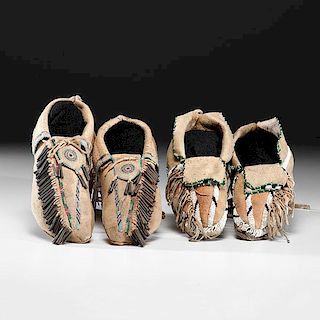 Southern Plains Beaded Hide Moccasins from a Minnesota Collection 