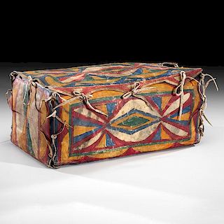 Sioux Polychrome Parfleche Trunk From a Minnesota Collection 