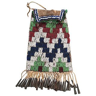Apache Beaded Hide Strike-a-Light Bag From a Minnesota Collection 
