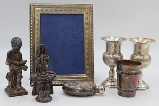 JUDAICA.  Assorted Grouping of Silver Decor.