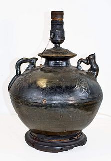 Chinese Stoneware Jug Lamp Conversion