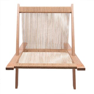 A la manera de Jørgen Høj y Poul Kjærholm para Thorald Madsen. Silla "Easy chair". 1952 En talla de madera de fresno y driza de bandera