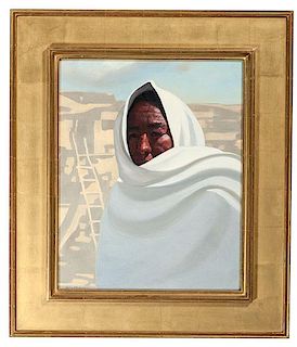 Roseta Santiago (American, b. 1946) Oil on Board 
