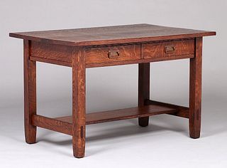 Stickley Brothers Two-Drawer Library Table c1910