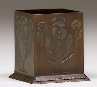Carence Crafters Acid-Etched Square Vase c1910