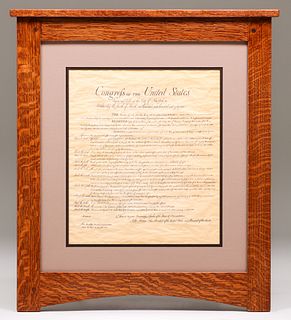 Contemporary Arts & Crafts Oak Framed Bill of Rights