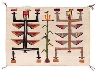 Navajo Scavengers with Corn Plant Weaving / Rug Deaccessioned from the Hopewell Museum, Hopewell, NJ 