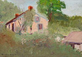 Edward C. Batchelor Painting â€œThe Red Chimnyâ€ Narberth, PA 1925