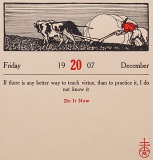 Roycroft Framed Calendar Motto December 20, 1907