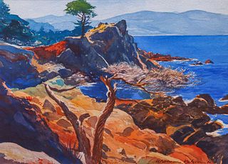 William Nelson Watercolor Point Lobos, Monterey, CA 1982