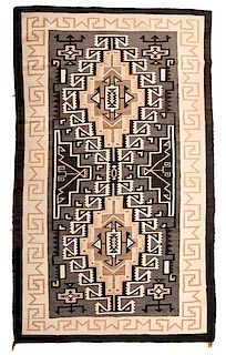 Navajo Two Grey Hills Weaving / Rug Deaccessioned from the Hopewell Museum, Hopewell, NJ 