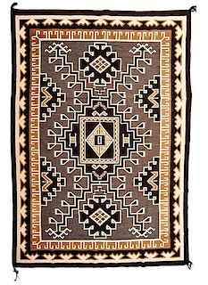 Navajo Two Grey Hills Weaving / Rug Deaccessioned from the Hopewell Museum, Hopewell, NJ 