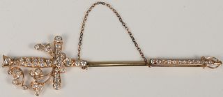 14 Karat Gold Sword Pin 
set with diamonds
length 4 1/4 inches
13.8 grams