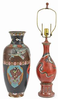 Two Chinese cloisonn‚ dragon vases, ca. 1900, o