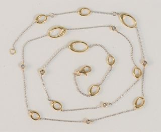 14 Karat Gold Necklace
with various ovals and small diamonds
length 27 3/8 inches
12 grams