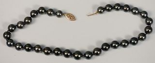 Black Pearl Necklace
length 15 1/2 inches
10.1 - 12.5 millimeters