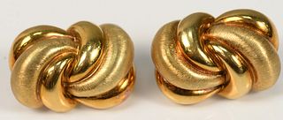 Tiffany & Company 18 Karat Gold Ear Clips
in original Tiffany & Company box
length 30 millimeters
32.2 grams