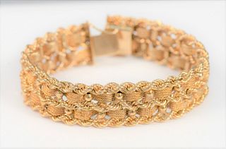 14 Karat Gold Mesh and Woven Bracelet
length 7 1/2 inches
63 grams