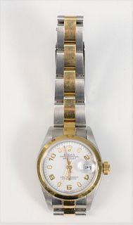Rolex Oyster Perpetual Datejust Ladies Wristwatch
stainless steel, and 18 karat gold, automatic, the wristwatch centering a white dial with Arabic num
