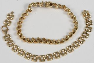 Two 14 Karat Gold Bracelets
one broken, one with two repaired links
23.4 grams