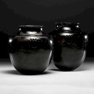 Santa Clara Blackware Pottery Storage Jars 