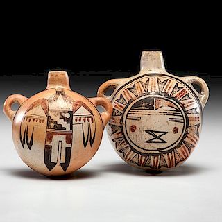 Nampeyo of Hano (Hopi, 1860-1942) Attributed Pottery Canteens 
