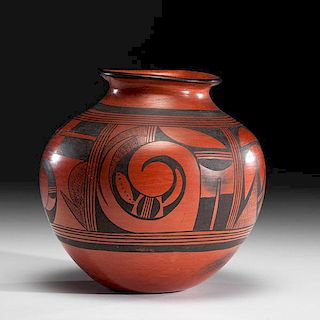 Paqua Naha, First Frog Woman (Hopi, 1890-1955) Redware Pottery Jar 