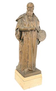 Wilhelm Seib (German, 1854 - 1923)
Titian the artist, standing figure with a brush
bronze with brown patina
inscribed W. Seib and stamped 621177, on t