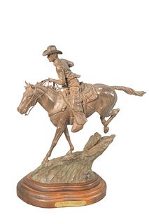 Bill Nebeker (American, b. 1942)
"In Hot Pursuit"
bronze with brown patina
inscribed and numbered 6/25 on the base
height 17 1/2 inches, width 15 inch