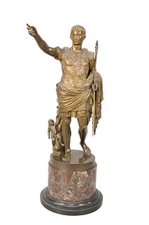 Chiapparelli (19th Century)
bronze figure of Julius Caesar standing with spear
marked Chiapparelli, Roma on marble base
height of bronze 17 1/2 inches