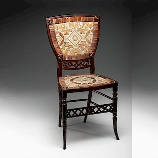 Micmac Quilled Birchbark Wood Chair 