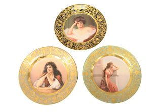 Three Royal Vienna Porcelain Cabinet Plates
each having portrait paintings by Wagner, Nach dem Ball, Colucita, and Schnsucht
all bearing Ackermann and