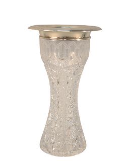 American Brilliant Cut Glass Vase
Alhambra Greek key pattern, having sterling silver rim
height 10 inches