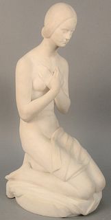 Marble Sculpture 
girl kneeling with crossed arms
signed B. Herbert along the base
height 24 1/2 inches