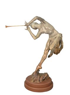Richard MacDonald (American, born 1946) 
"Trumpeter, Draped" half life size
bronze with polychrome
inscribed on the base and numbered 51/90
height 41 
