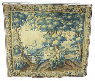 Large Aubusson Wall Tapestry
depicting a Flemish estate garden, with reeds and a swan
18th century or later
9' 8" x 11' 4"
Provenance: Former home of 