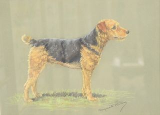 Marguerite Kirmse (American, 1885-1954)
"Airedale Terrier"
pastel on paper
signed lower right Marguerite Kirmse
12 1/2" x 16 1/2"
Provenance: William 