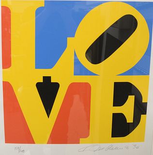 Robert Indiana (American, b. 1928) 
Love, from "Book of Love", 1996
screenprint in colors on paper 
signed and numbered 159/200 in pencil in lower mar