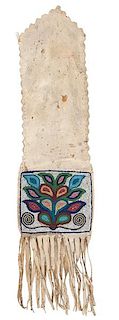 Cree Beaded Hide Tobacco Bag From a Minnesota Collection 