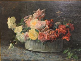 Jean Chaleye (French, 1878 - 1960)"Roses in a Jardiniere"oil on canvassigned Chaleye lower left19 1/2" x 25 1/2"Provenance: Wally Findlay Galleri