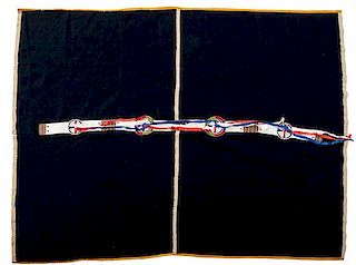 Sioux Beaded Hide Strip on Wool Blanket from the William H. Jensen (1886-1960) Collection  