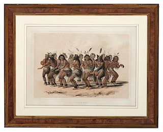 George Catlin (American, 1796-1872) Hand-Colored Lithograph 