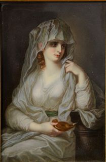 KPM Painted Porcelain Plaque
A Veiled Maiden
maked KPM F on the reverse
8 1/4" x 5 1/4"