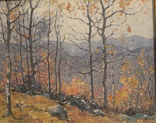Guy Carleton Wiggins (American, 1883 - 1962)
"The Passing Year"
fall landscape
oil on canvas
signed lower right, signed and titled verso
16" x 20"
Pro
