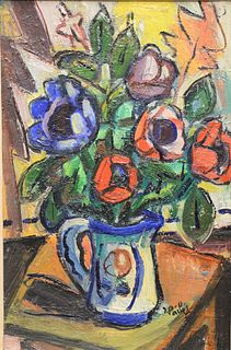 Isaac Pailes (French/Ukrainian/Russian, 1895 - 1978)
Still Life with Pitcher and Flowers
oil on canvas
signed lower right I. Pailes
Yeshiva University