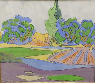 Jane Peterson (American, 1876 - 1965)
Golf Course
gouache on paper
signed lower left
sight size: 14 1/4" x 15 1/2"
Provenance: Matthes-Theriault Colle