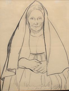 Joseph Stella (1877 - 1946)
Sketch of a Woman
pencil and charcoal on paper
pencil signed Joseph Stella, center, verso
sight size: 15 1/4" x 11 3/4"
Pr