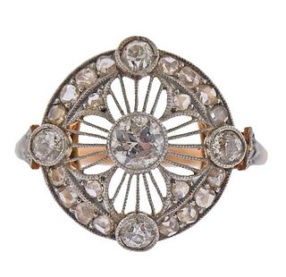 Antique Art Deco 18K Gold Platinum Diamond Ring